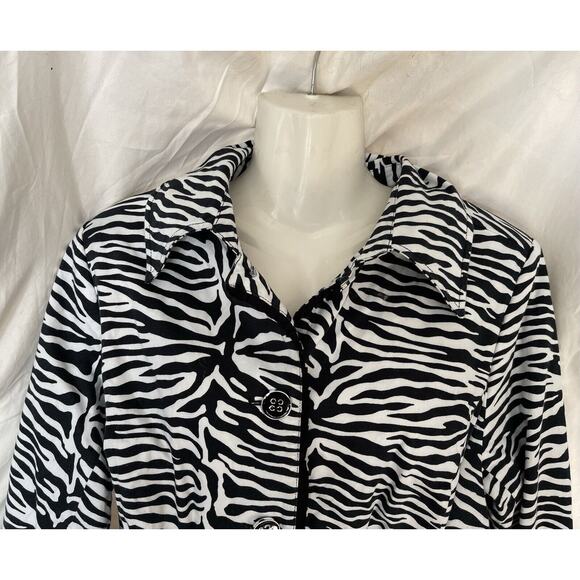 Lane Bryant Trench Coat Women’s Plus 14/16W 3/4 Sleeve Zebra Print Cotton Light - Picture 2 of 9